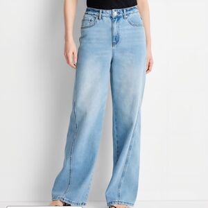 Women's Mid-Rise Wide Leg Slouchy Jeans - Future Collective Blue Denim